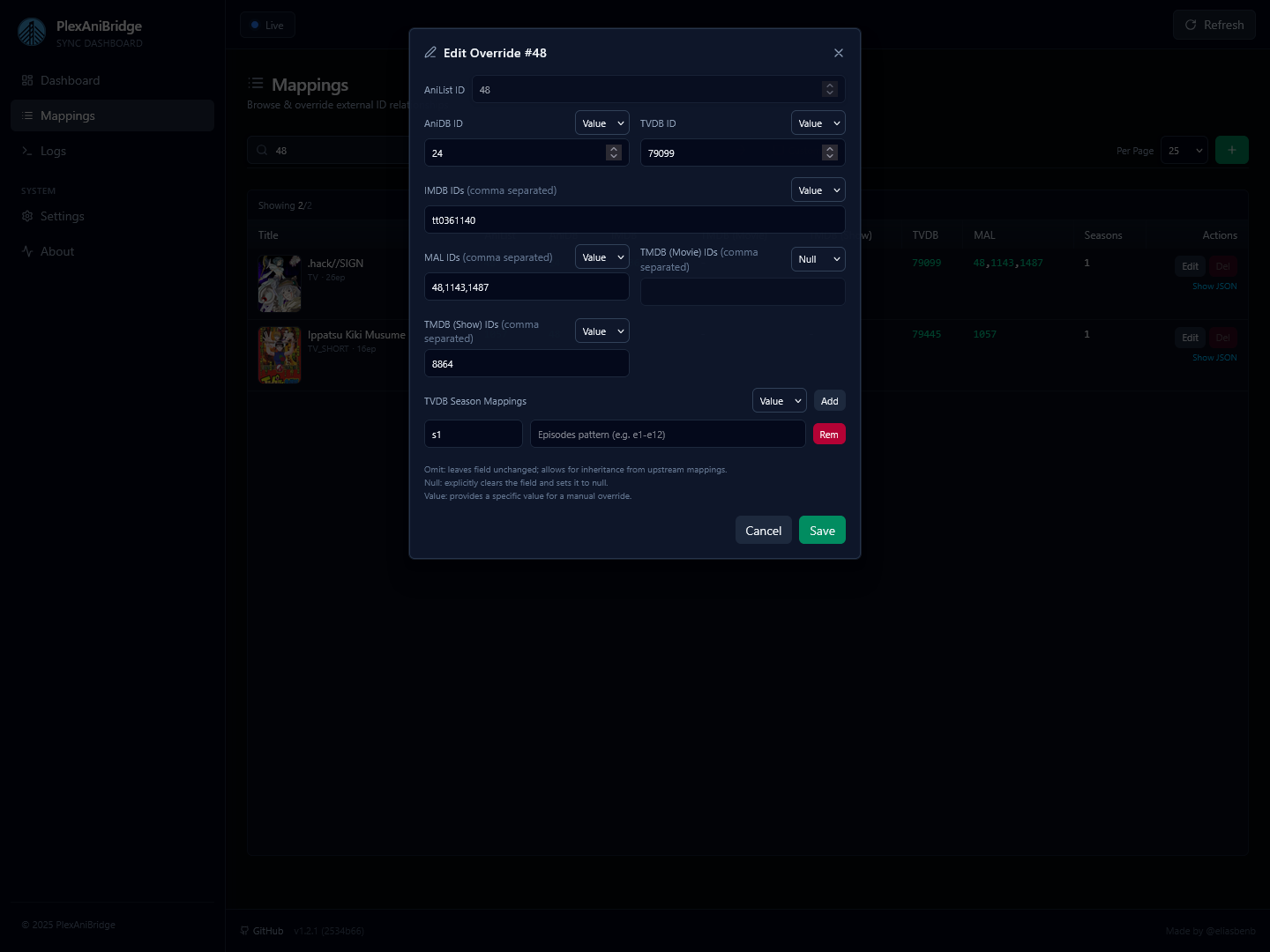 Mappings Edit Screenshot
