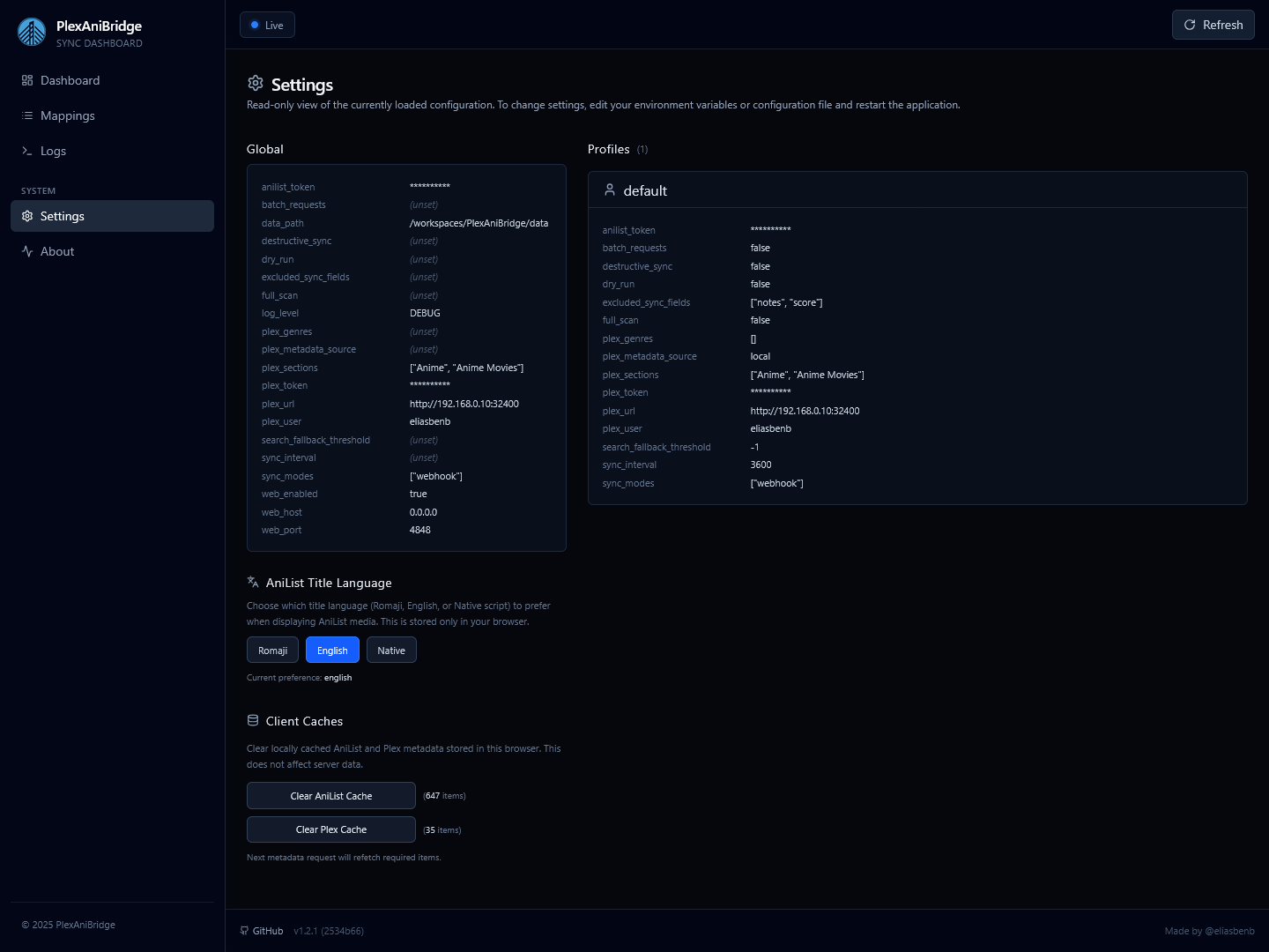 Settings Screenshot